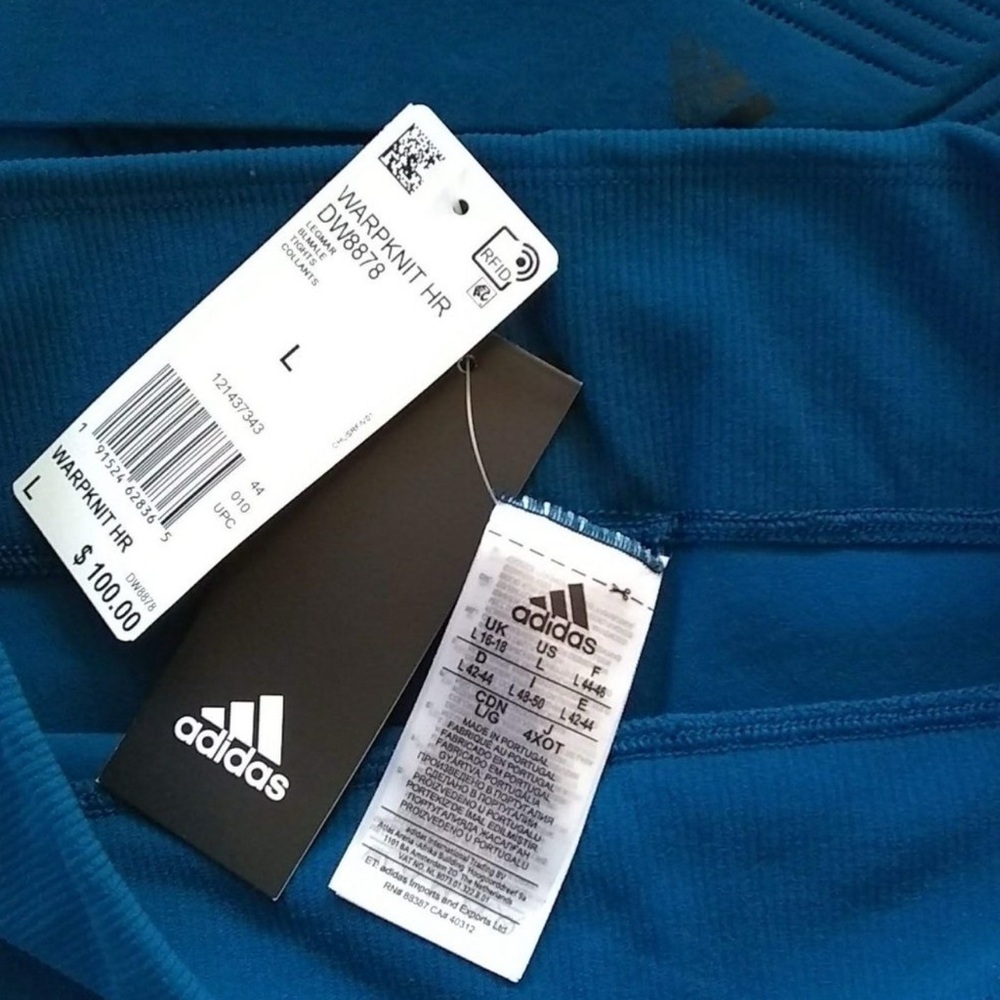 NWT Adidas Warp Knit High Rise Tights Leggings and top- Large - Picture 5 of 7